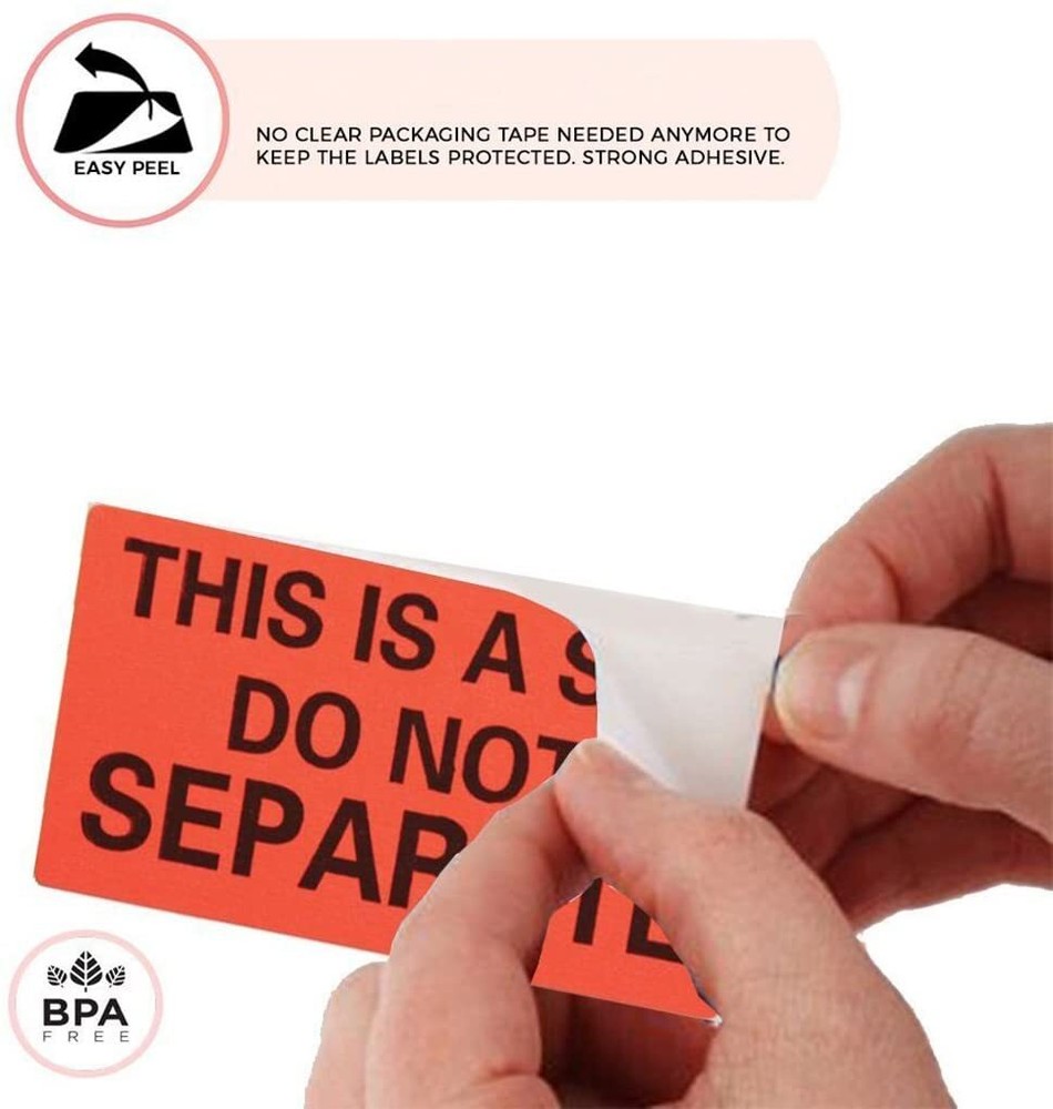 2 Rolls Packaging Labels THIS IS A SET DO NOT SEPARATE Shipping Warning Sticker