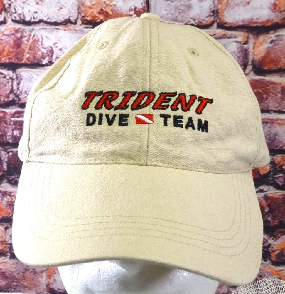 Trident Dive Team Scuba Diving Baseball Cap Adjustable Beige Cotton Hat Strapbac
