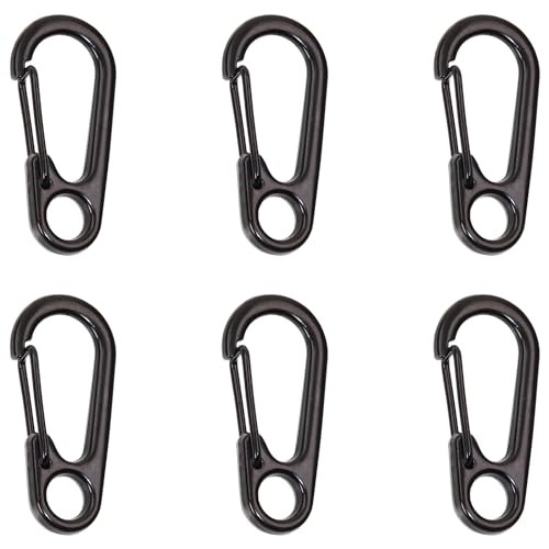 Mini Skater Tiny Alloy Clips Quick Release Paracord Keychains Spring 6.0 Black