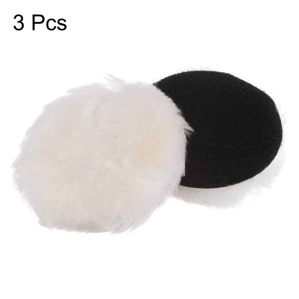 3pcs Wool 5 inch Wool Polishing Pad with Hook and Loop