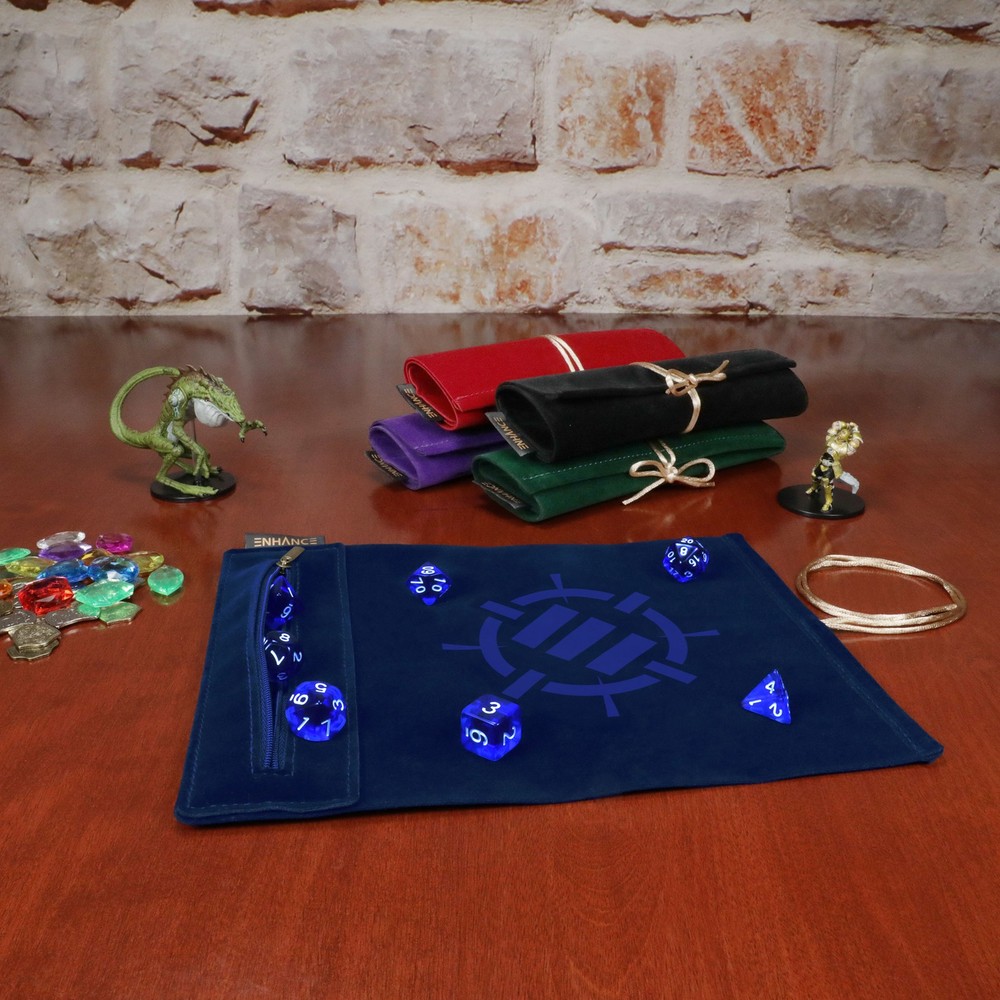 ENHANCE Roll on a Scroll™ Dice Rolling Mat & 7pc Acrylic Dice Set