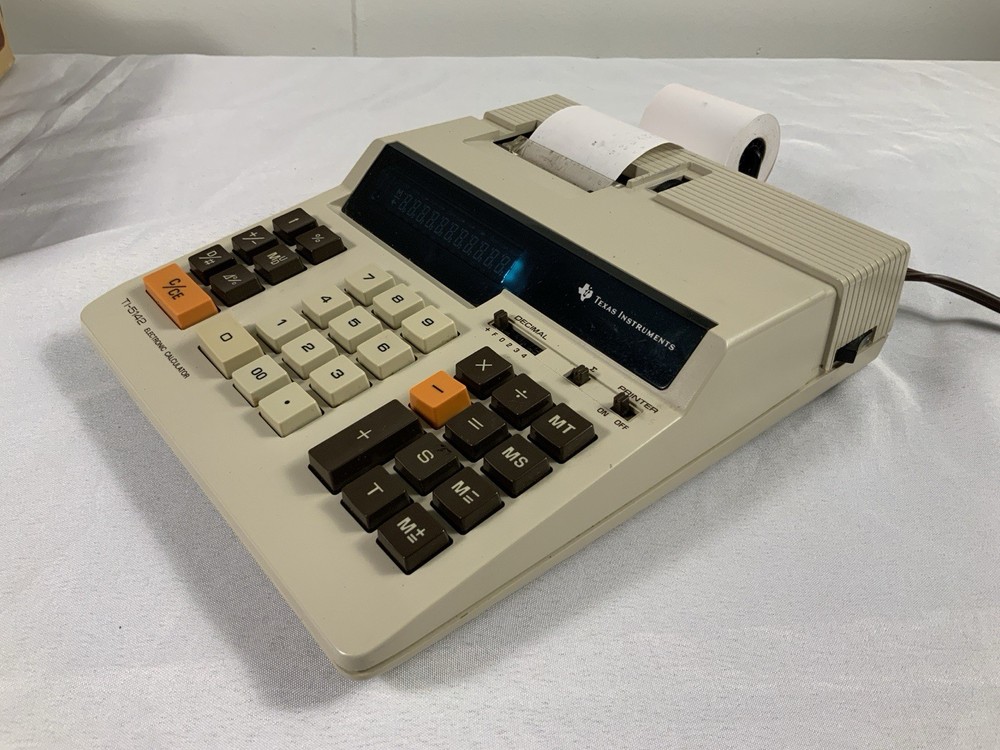 Texas Instruments TI-5142 Calculator Adding Machine + Box Tested Works Needs Ink