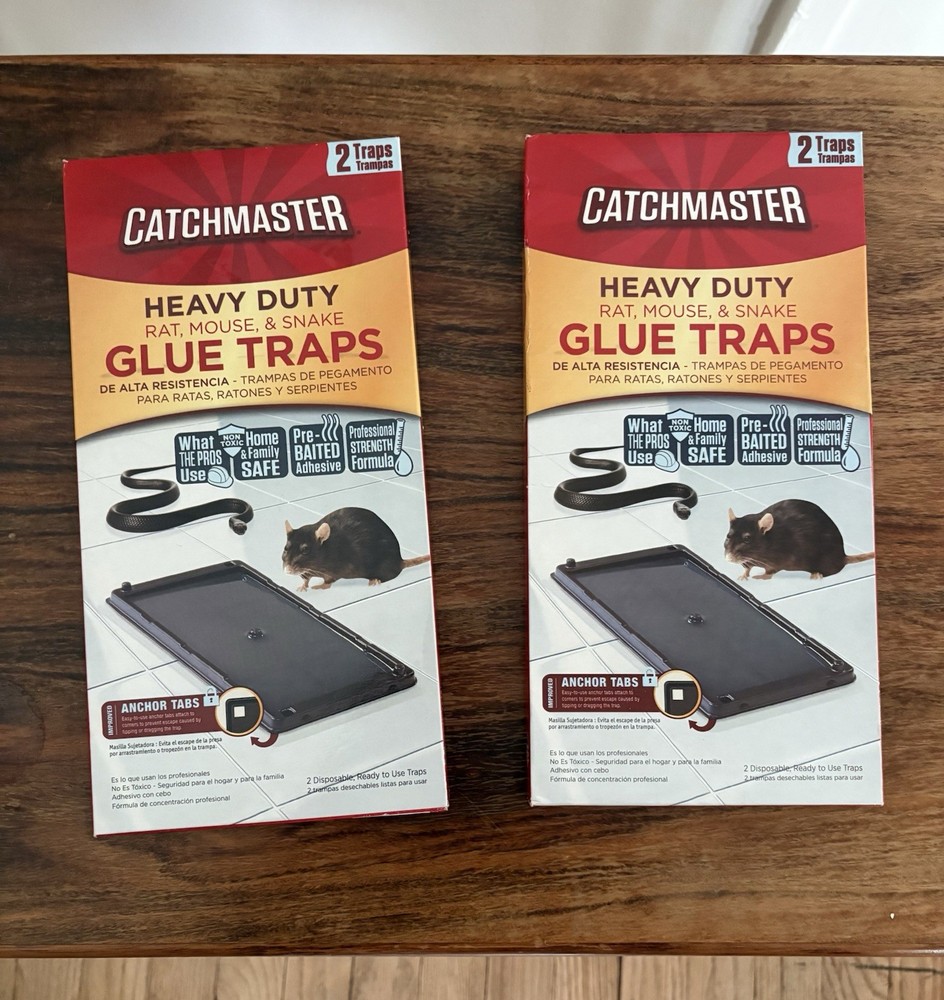 2 Catchmaster Heavy Duty Solid Glue Traps, 2 Count - for Rats, Mice & Insects