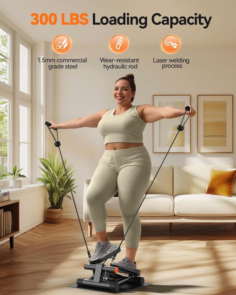 Steppers for Exercise, Stair Stepper with Resistance Bands, Mini Stepper with...