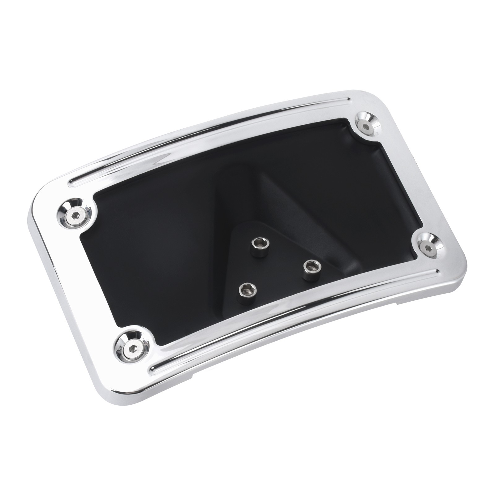 Chrome Curved Laydown License Plate Mount Bracket For Harley Softail Sportster