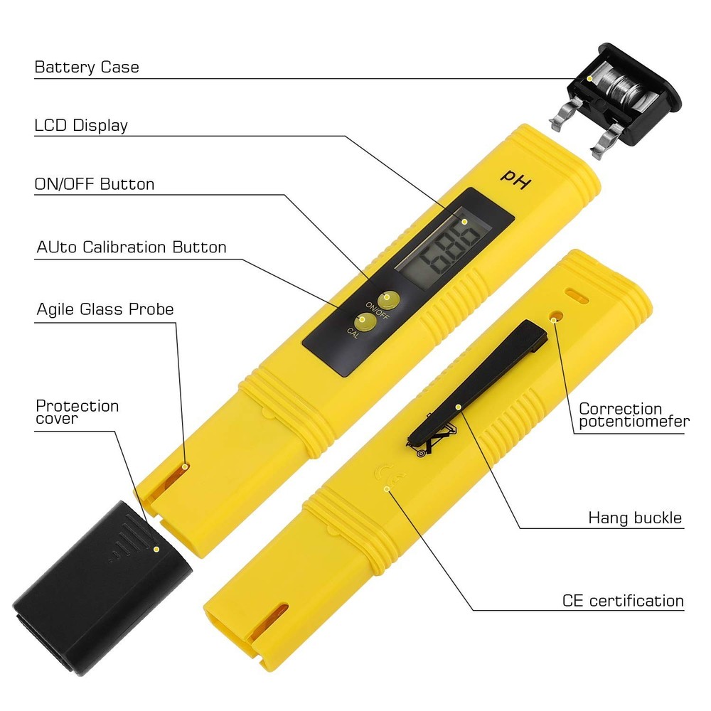Portable pH Meter with Automatic Temperature Compensation for Easy Testing