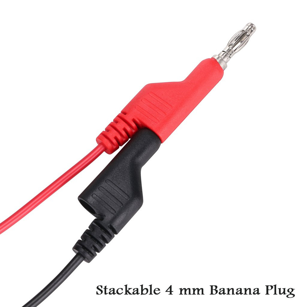 Multimeter Test Lead Set - Stackable Banana Plug to Test Hook, Banana Plug to Al