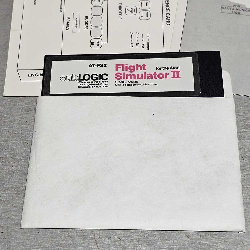Flight Simulator II Atari Computer Vintage Software Boxed subLOGIC