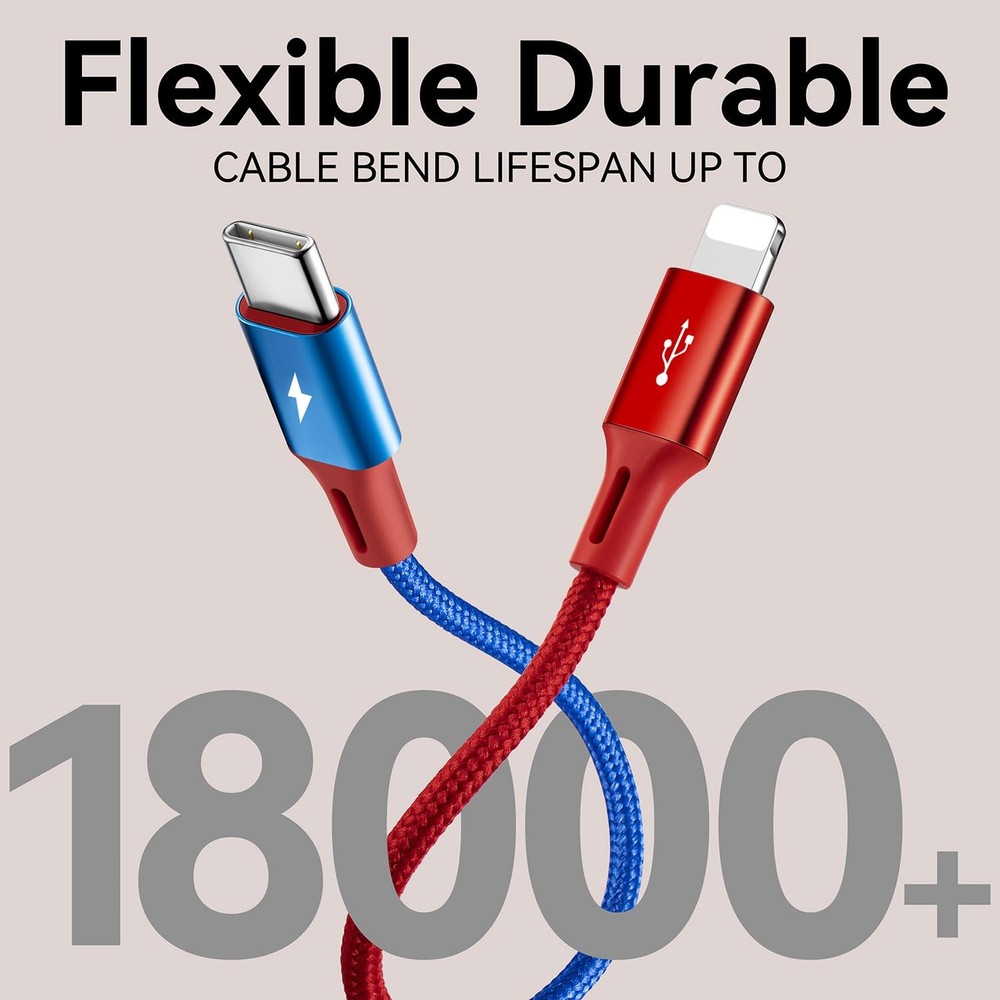 Multi Charging Cable 3.5A, [2Pack 6Ft] 4 in 1 Multiple Cord 6ft, Red