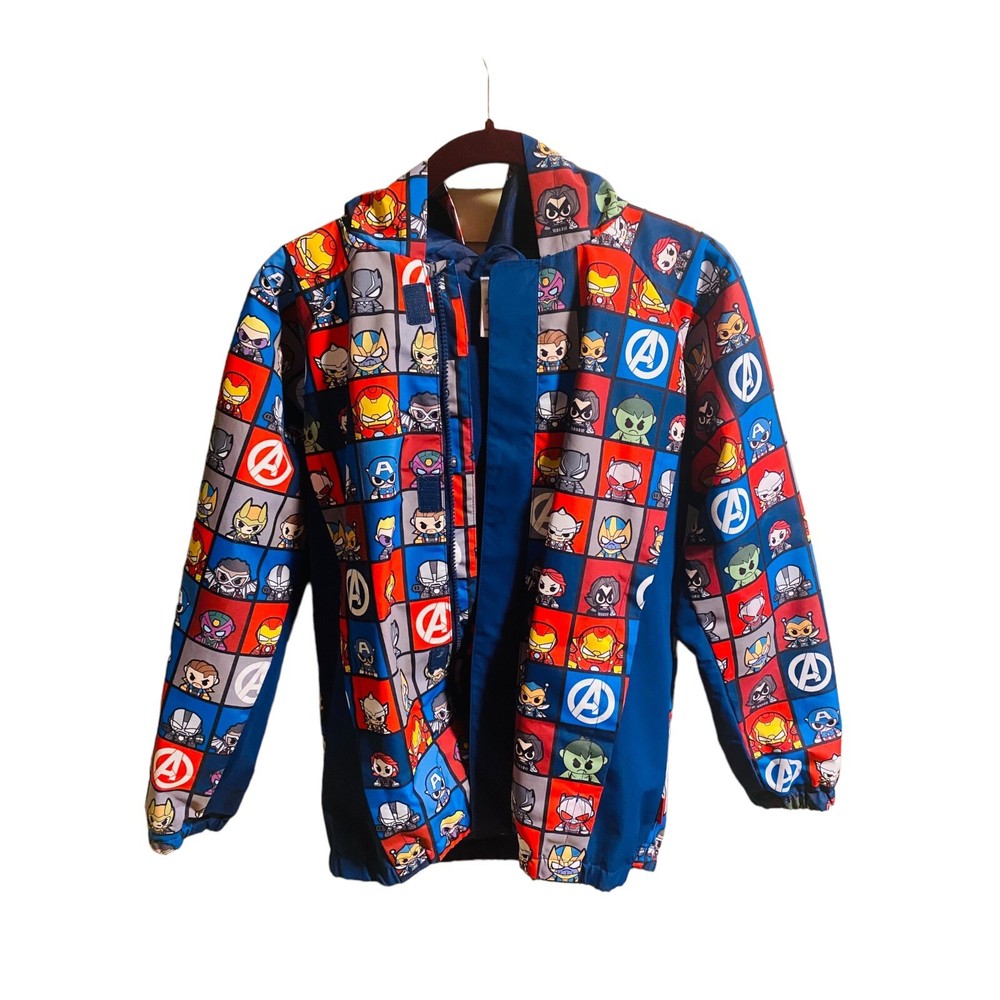 RARE Disney Store Marvel Avengers Packable Raincoat 9/10 Jacket Coat Backpack