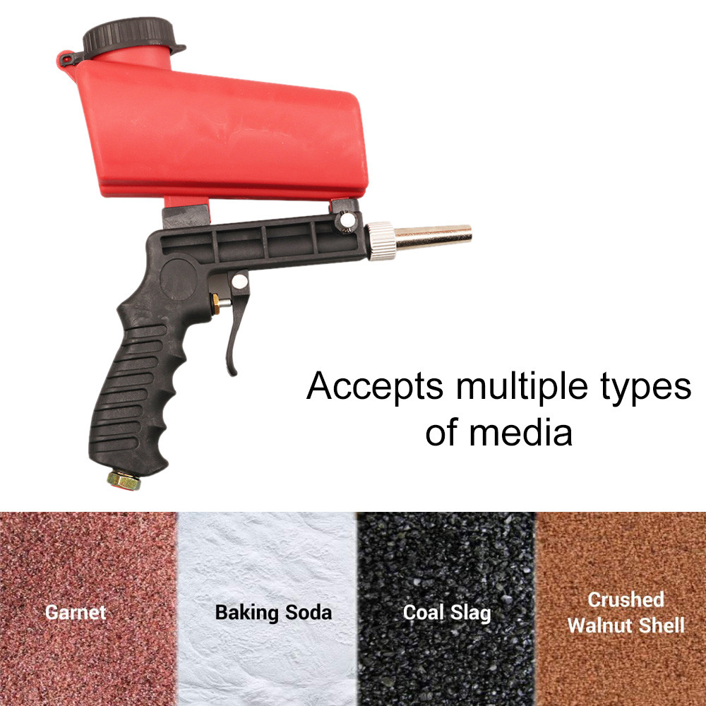 90PSI Gravity Feed Sand Blaster Gun Hand Held Portable Sand Blasting Spray Tool