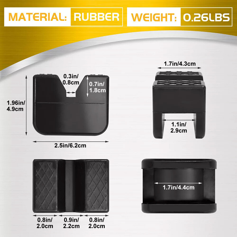 2pc Rubber Axle Jacking Pads Jack Stand Pad Adapter Frame Rail Protector Slotted