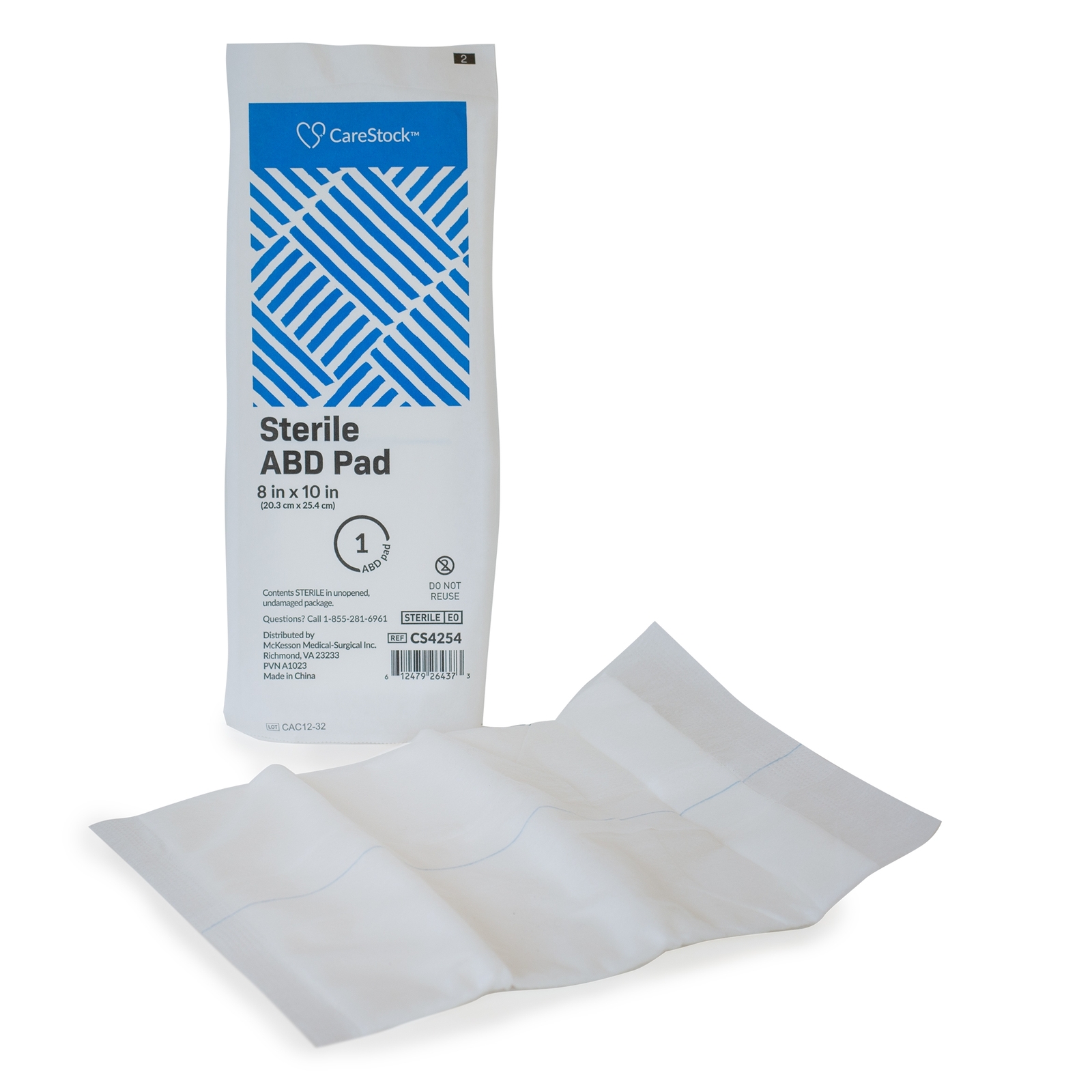 CareStock White Abdominal Pad Sterile 8 X 10 Inch CS4254 48 ct