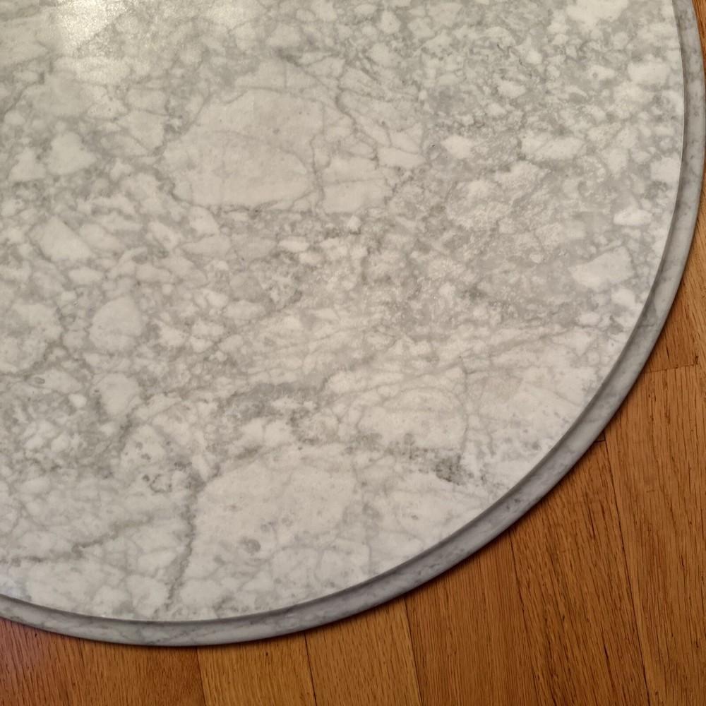 Vintage Solid Replacement 24” Marble Table Top (Italy) White & Gray Veining