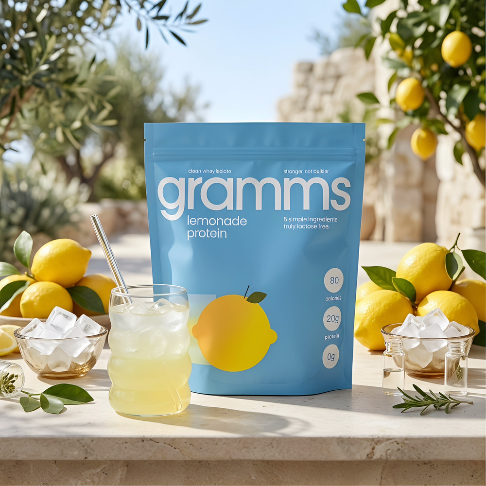 GRAMMS 20G Grass-Fed Whey Isolate Lemonade Zero Sugar Lactose-Free..