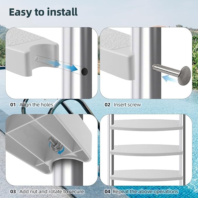 3 Replacement Swimming Pool Molded Plastic IN-GROUND POOL Ladder Steps Tread