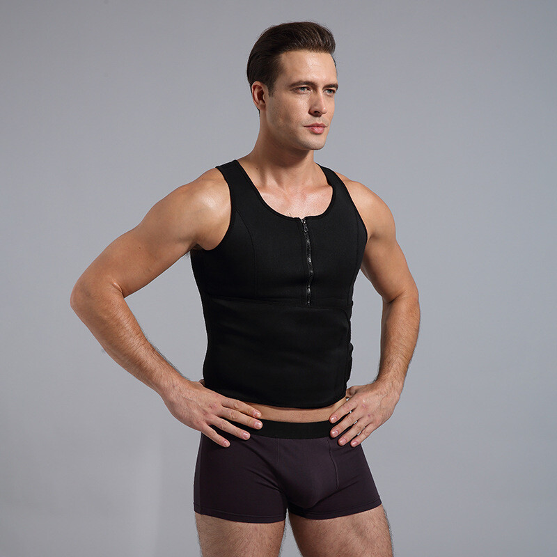 Men Sauna Thermo Sweat Waist Trainer Tank Top Vest Suit Body Shaper Belt Corset