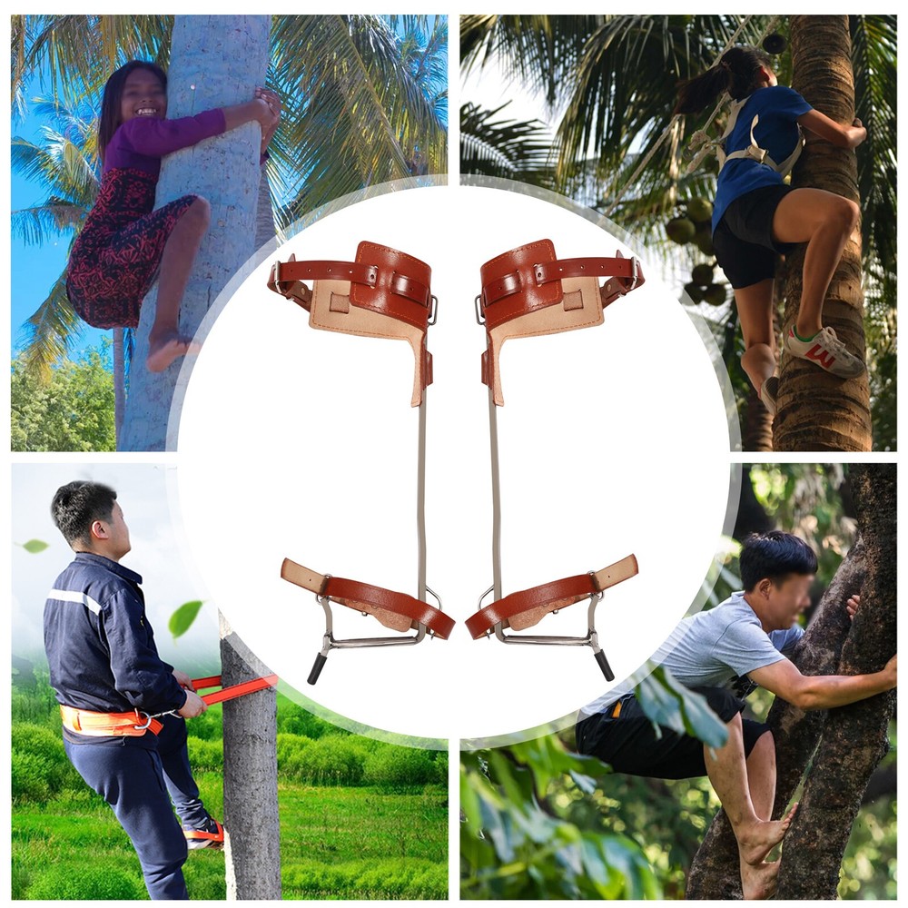 Tree Climbing Spike Set Adjustable Pole Climbing Spurs Tool Climber Strap Gaffs
