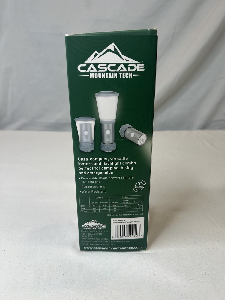 Cascade Mountain Tech 500 Lumens LED Convertible Lantern & Flashlight Orange