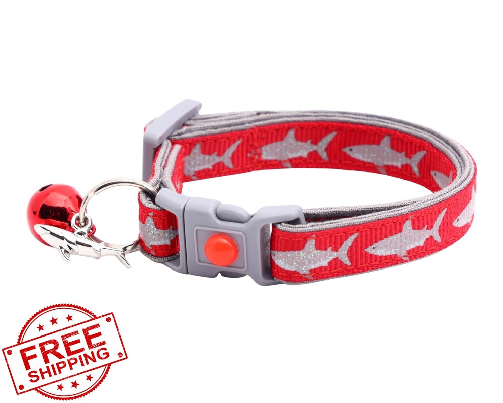 Great White Shark Cat Collar Red L