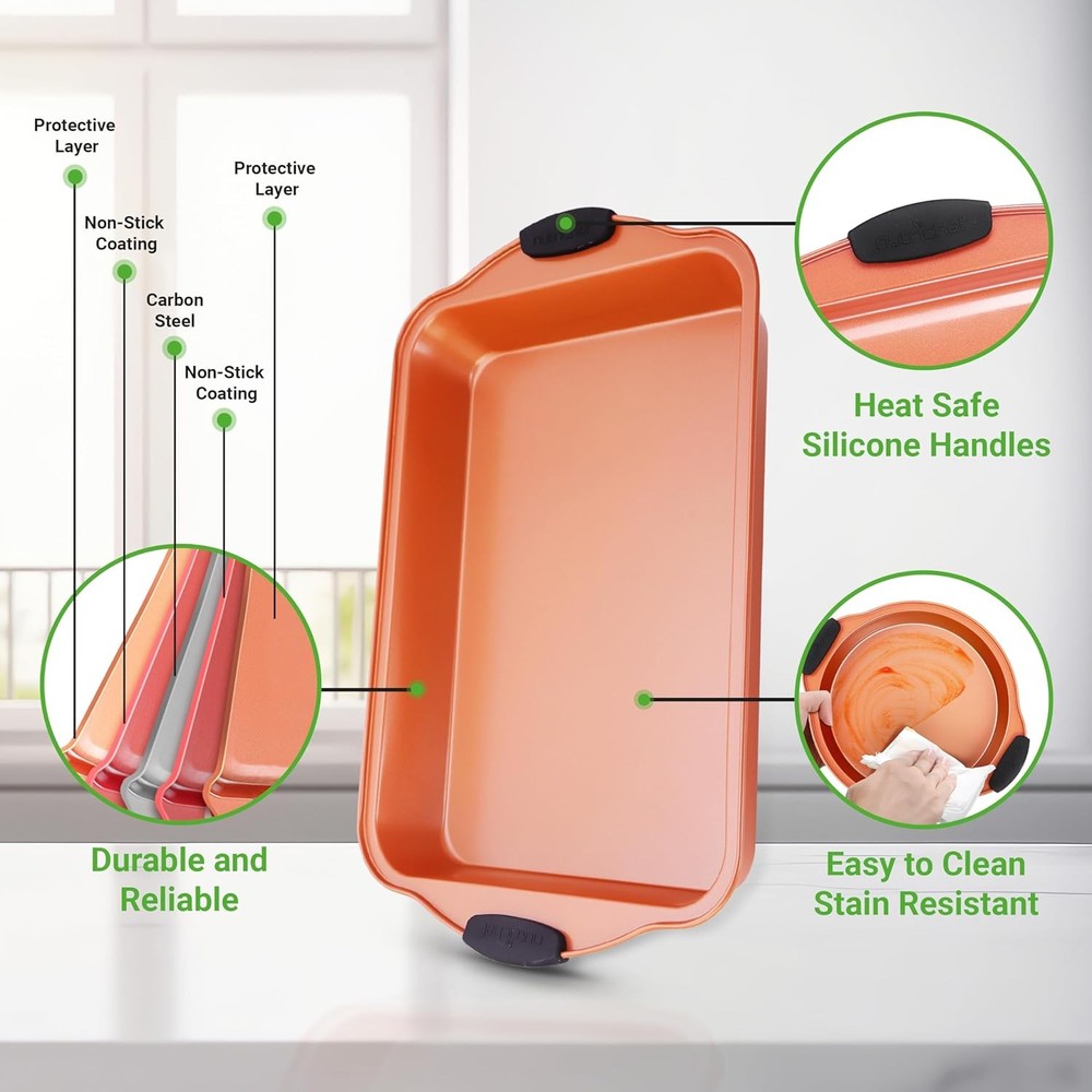 NutriChef 8 Piece Baking Pans Set - Copper (Open Box)