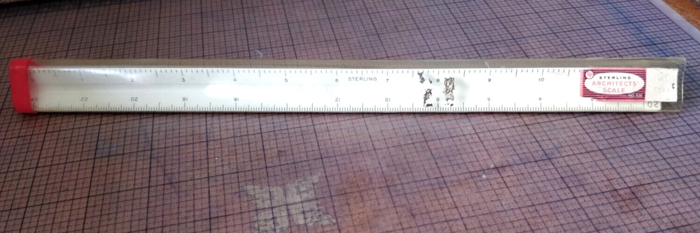 Vintage #531 Sterling Triangle Architects Drafting Ruler With Protective Sleeve