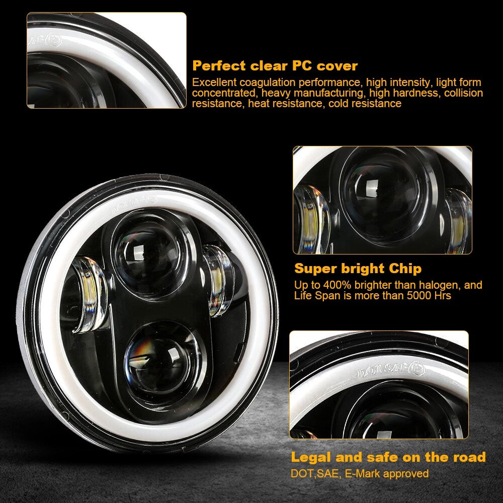 4pcs 5.75 inch 5-3/4 RGB LED Headlight For Cadillac DeVille Eldorado 1962-74