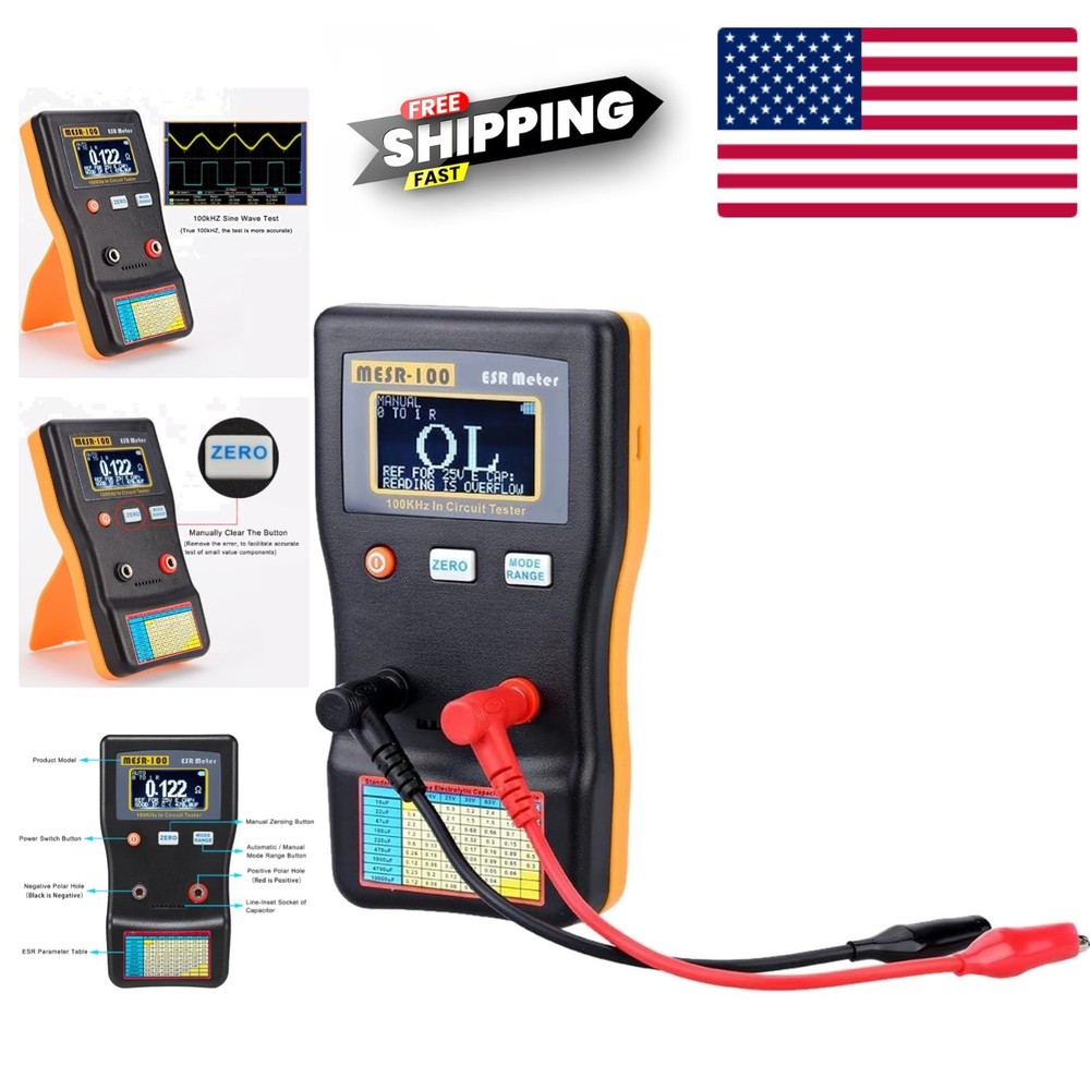Digital ESR Meter for Capacitor and Resistor Testing with Auto Ranging Function