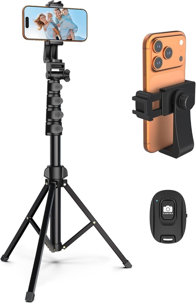 Lightweight 64” Tripod for Cell Phone & Camera – Adjustable Height & Easy Setup