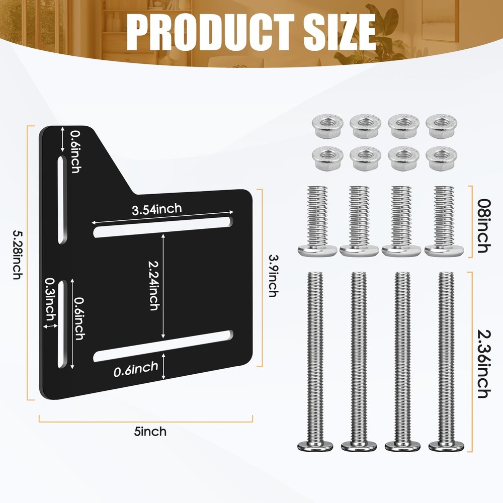 2PCS King Bed Headboard Attachment Bracket Modification Plate,Bed Frame Adapter