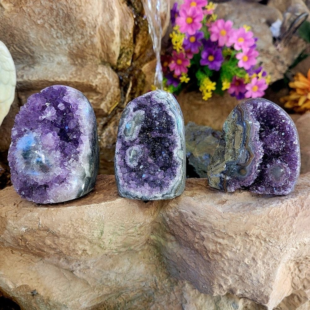 Uraguayan Amythyst Druzy Freeform 3pc Set