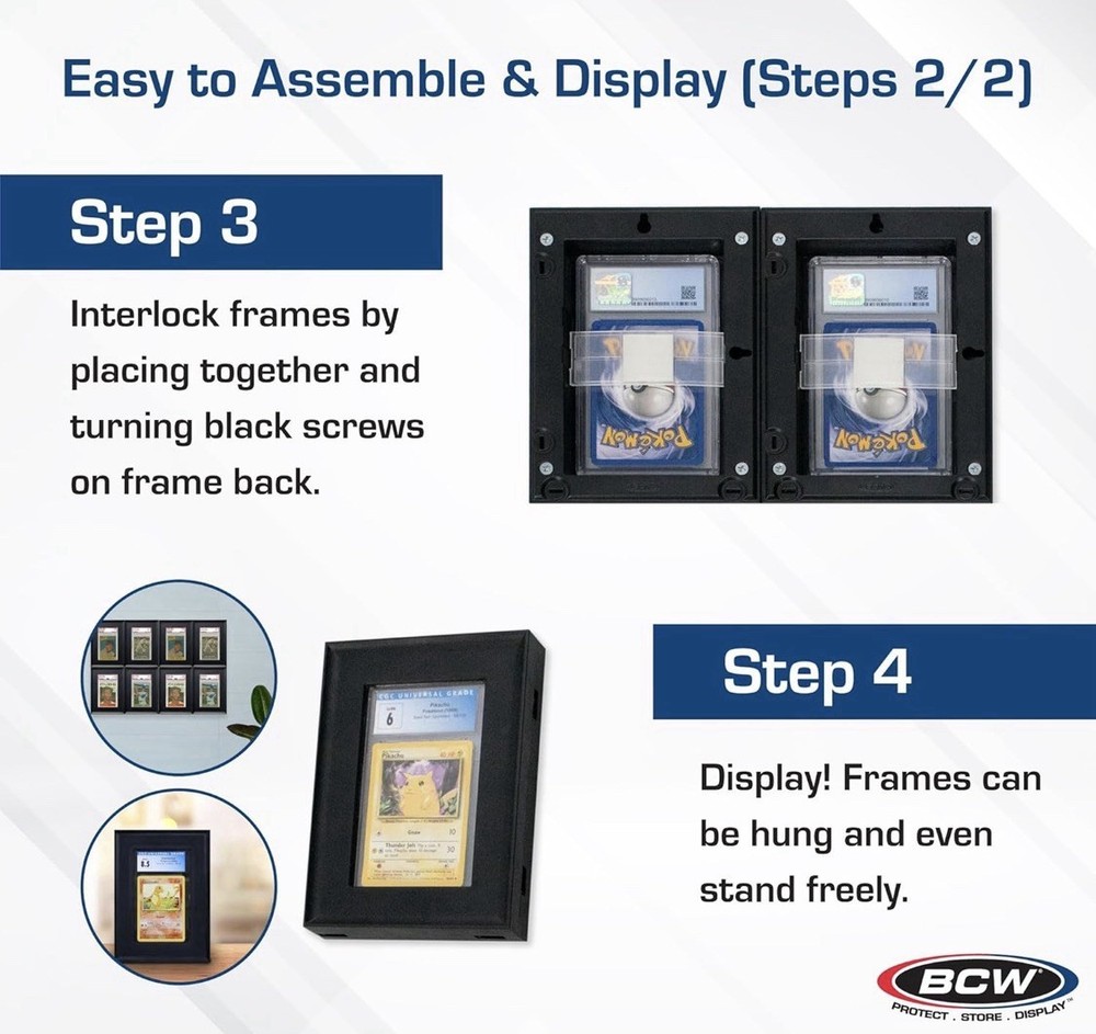 Interlocking Graded Card Frames - Black (4 Pack) - BCW Display Graded Cards