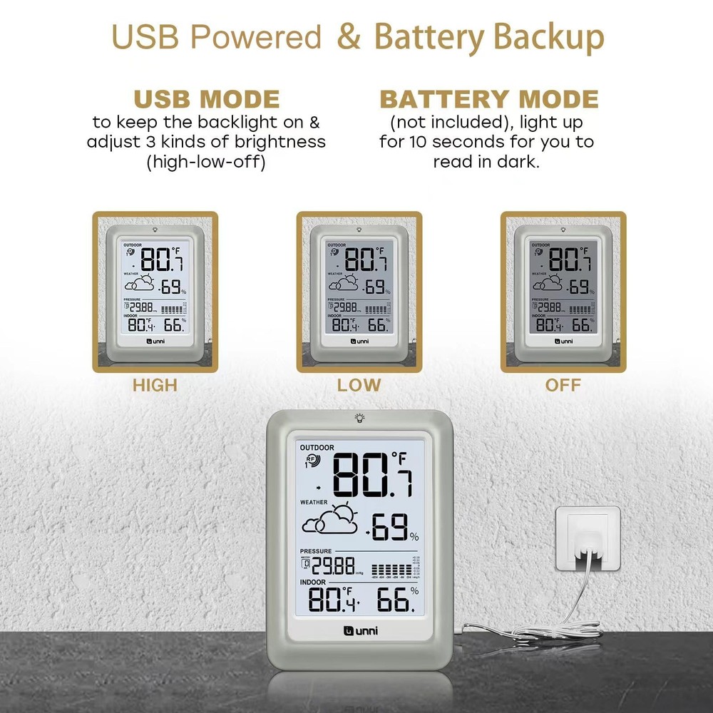Wireless Weather Stations, with 330ft Range Sensor and Adjustable Backlight I...