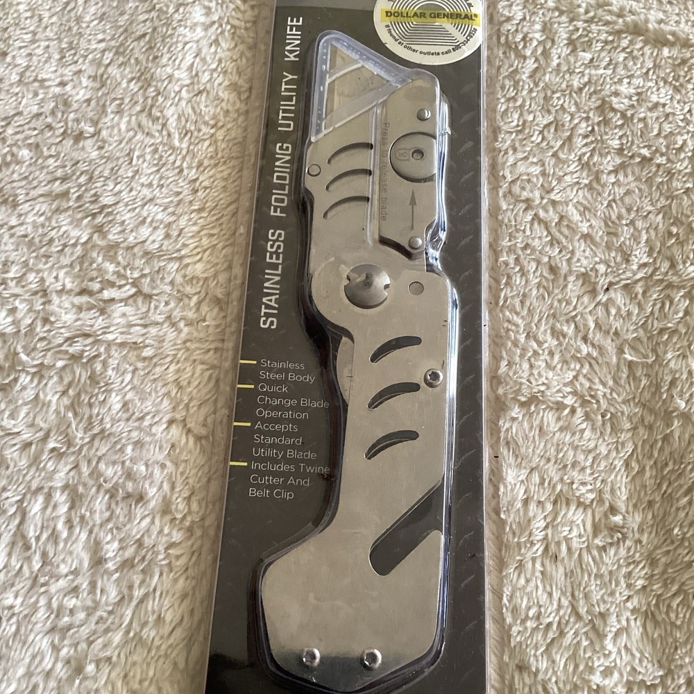 Stainless folding utility knife no DG hardware