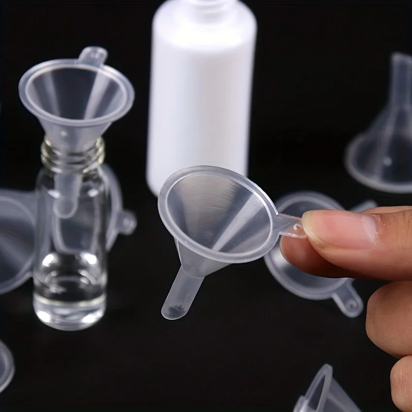10-Pack Mini Plastic Funnels Small Funnel Set for Perfume Essential Oil Diffuser