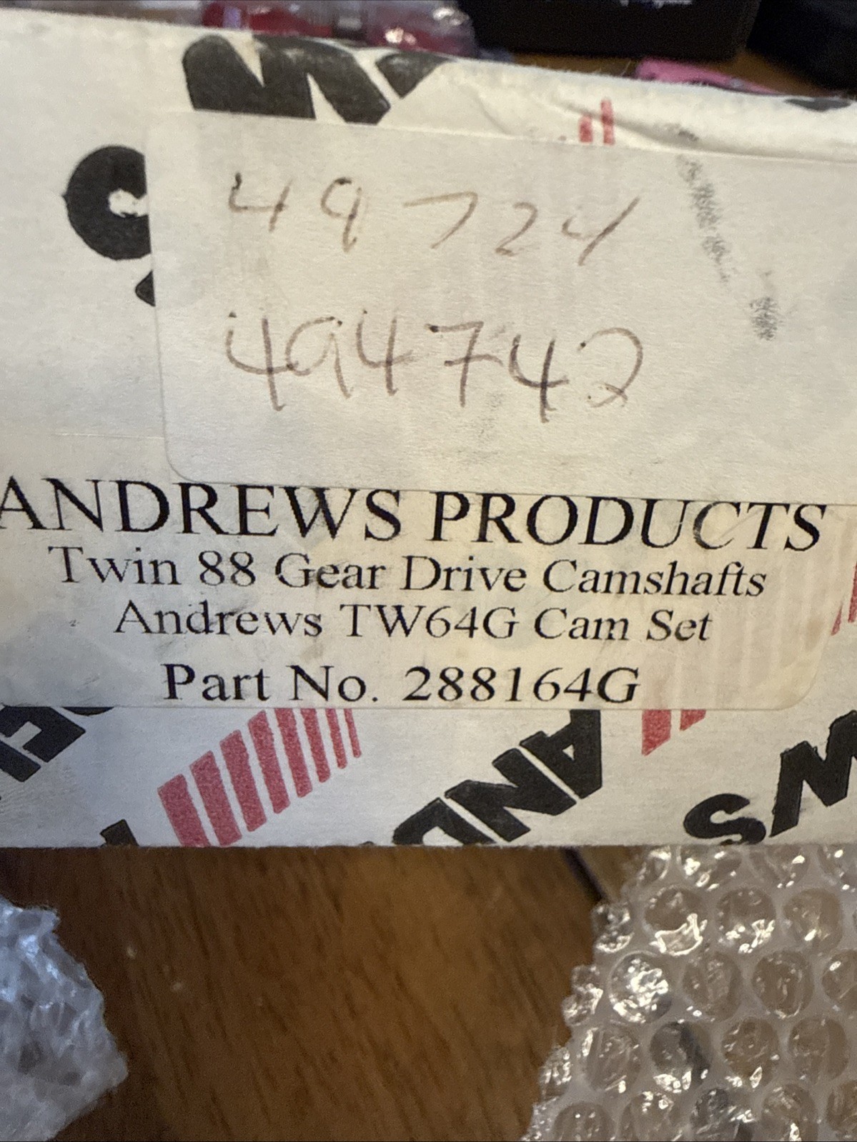 Andrews 01-06 Harley Twin Cam 88 Gear Drive TW64G Cams Set 288164G