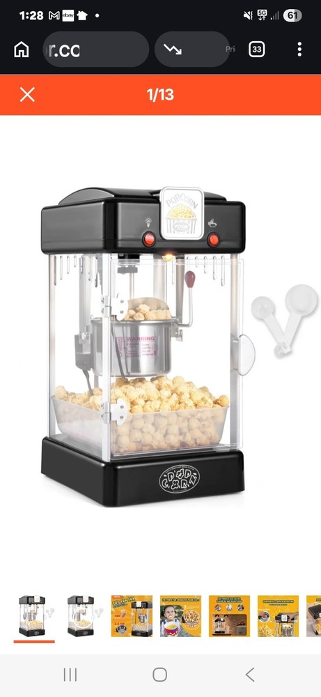 Vevor Popcorn Maker 2.5oz Tabletop Popcorn Maker Red NP25001