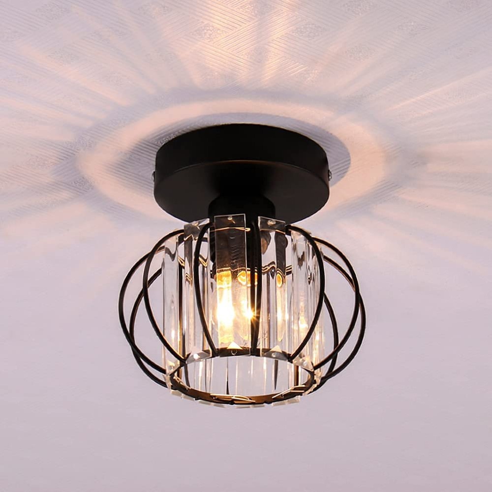 FRIXCHUR Black Modern Semi Flush Mount Ceiling Light Fixture Ceiling Light Sh...