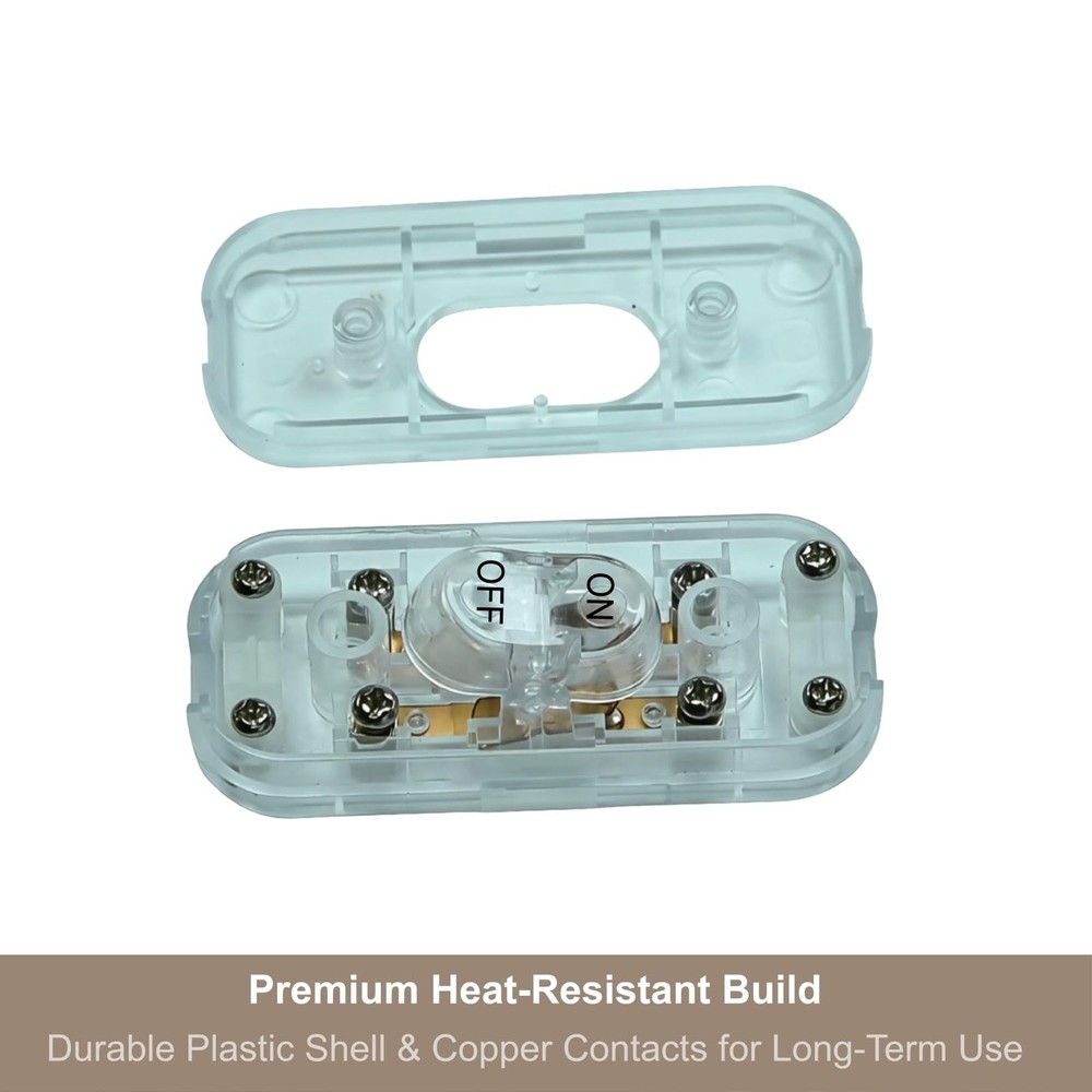 Lamp Switch Replacement Inline Light Zip Cord Clear ON/Off Rocker Power Control