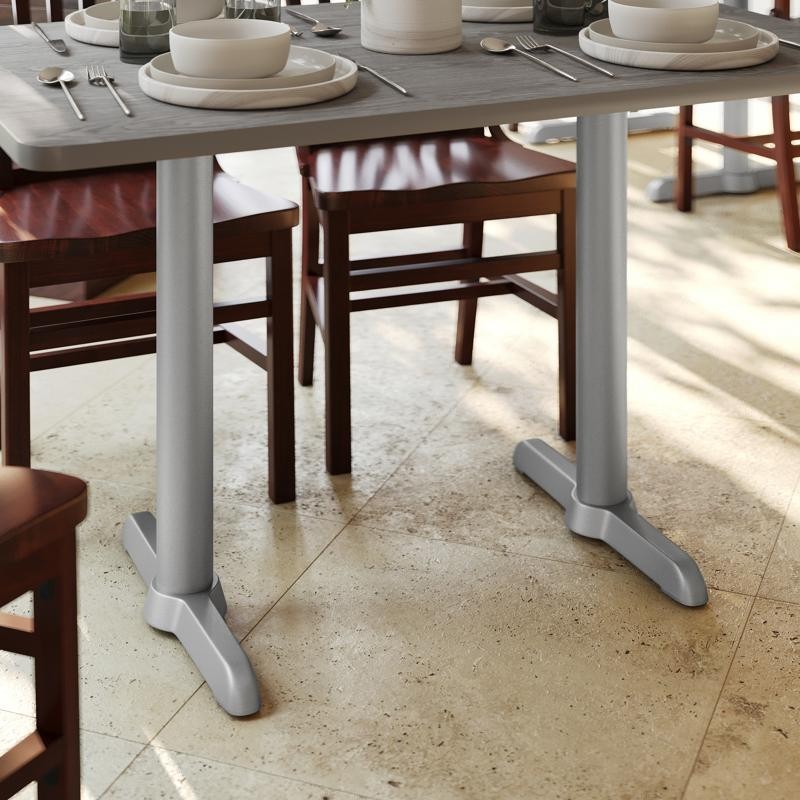 5'' x 22'' Restaurant Table T-Base with 3'' Dia. Table Height Column in Silver