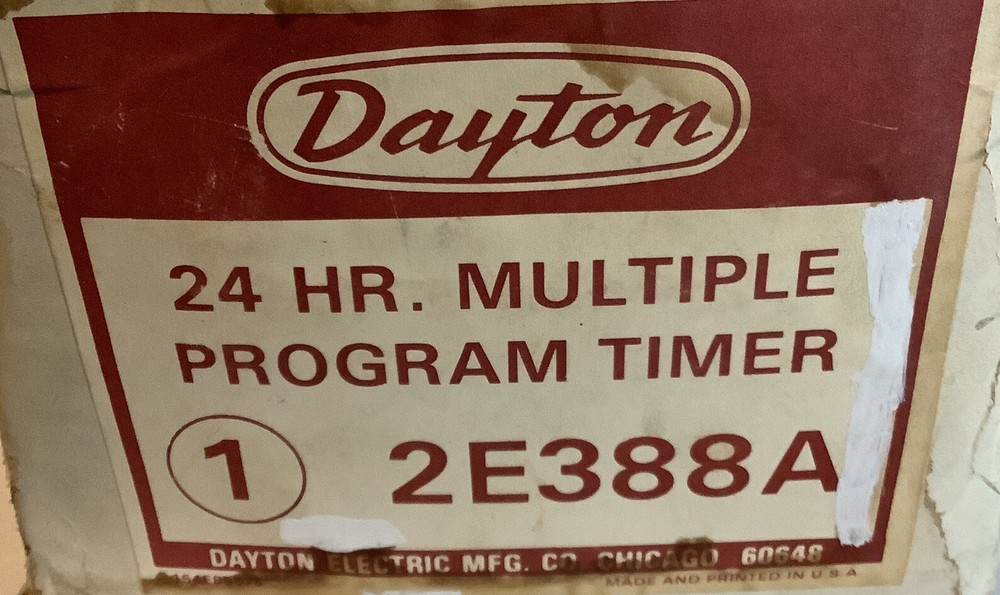 Dayton 24HR Multiple Automatic Program Timer Made in USA Model 2E388A Vintage