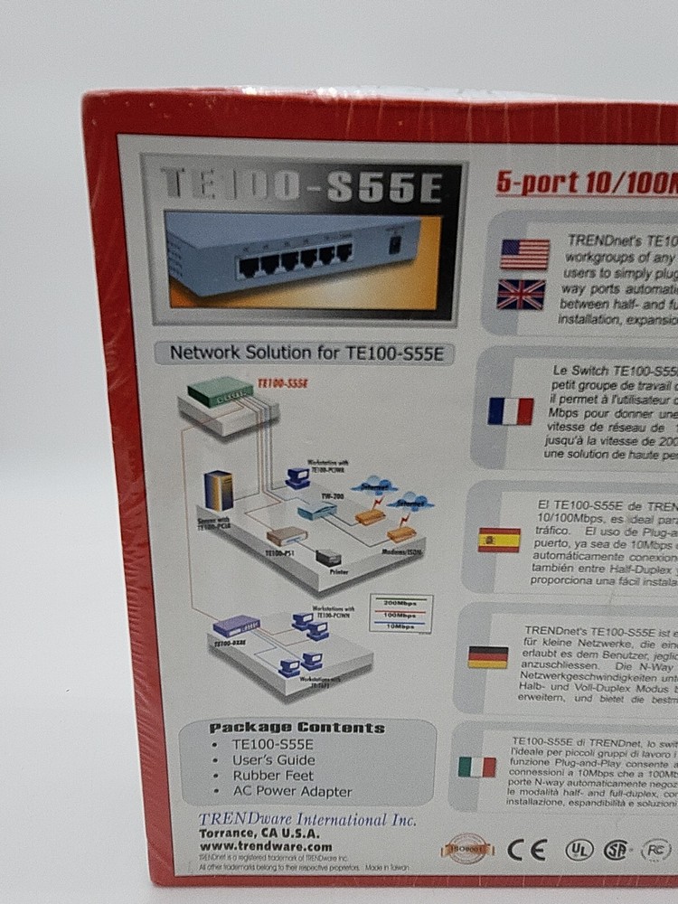 TRENDnet TE100-S55E Plus 5-Port External Switch Ethernet New Sealed