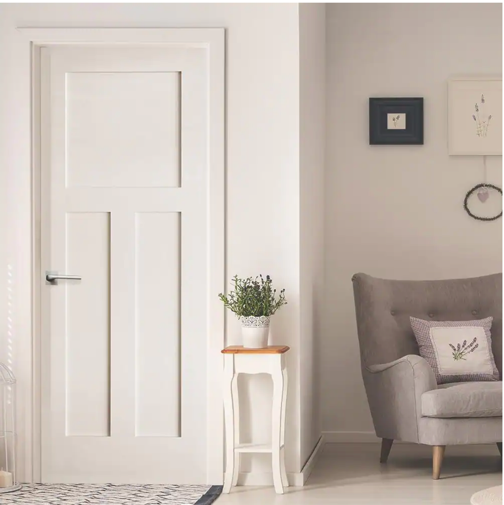 Prehung 3 Flat Panel Primed Mission Shaker Stile & Rail Solid Core Doors 8ft Ht.