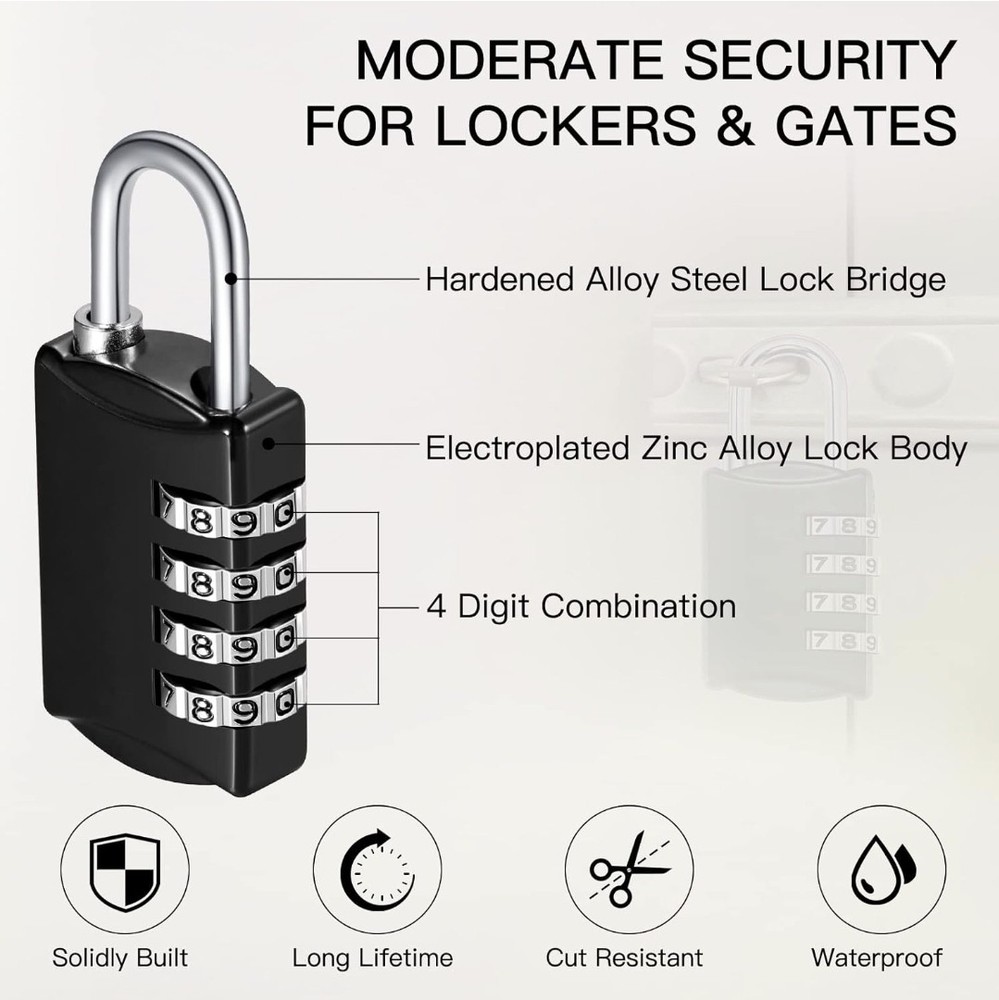 40 Pcs 4 Digit Combination Locks Combination Padlock Luggage Number Locks Out...
