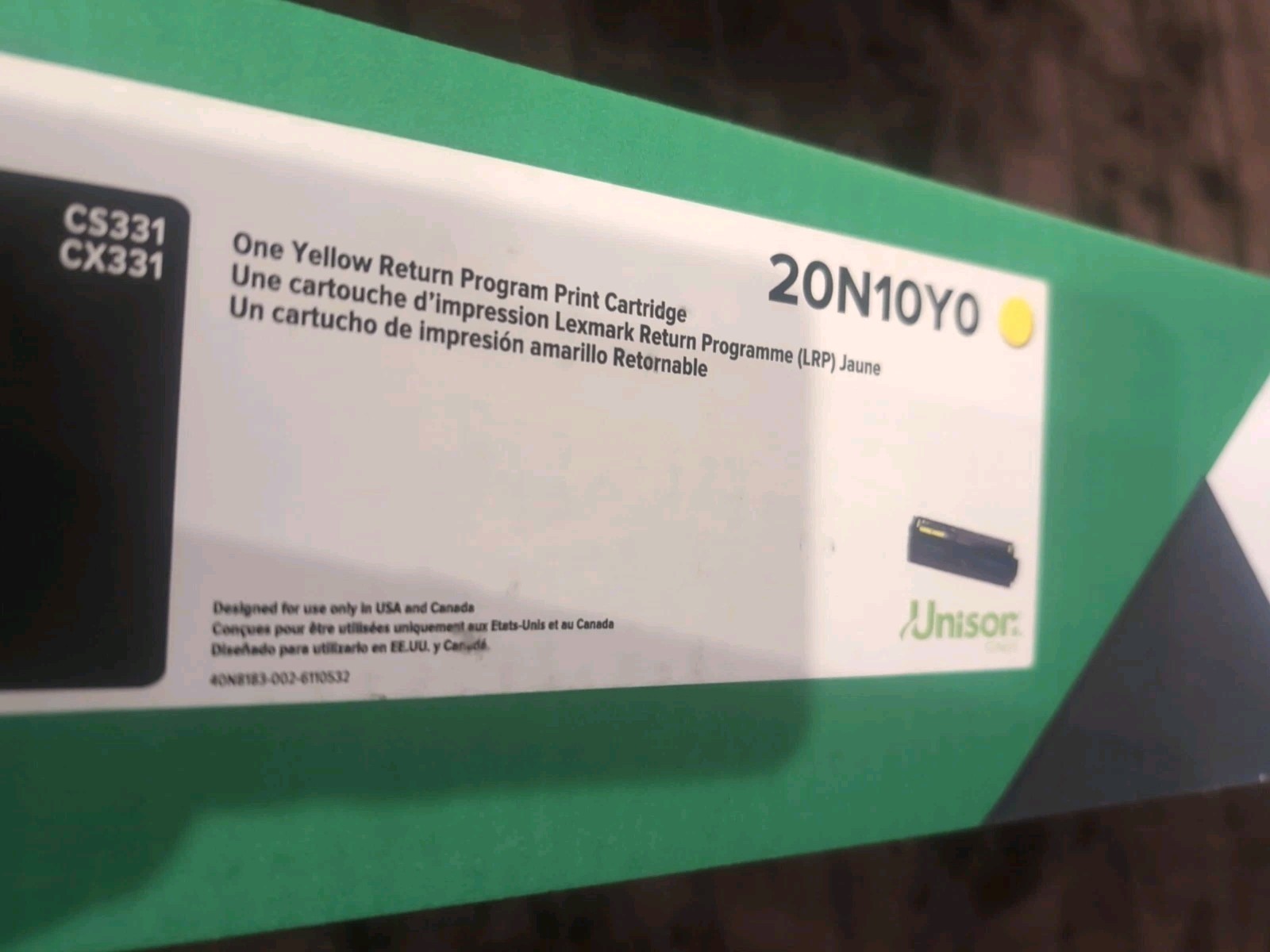 Lexmark 20N10Y0 Yellow Return Program Print Cartridge, Yellow OEM Toner