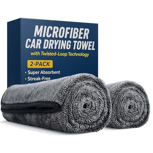 Microfiber Car Drying Towel with Twisted-Loop Technology 2-Pack (Oversized