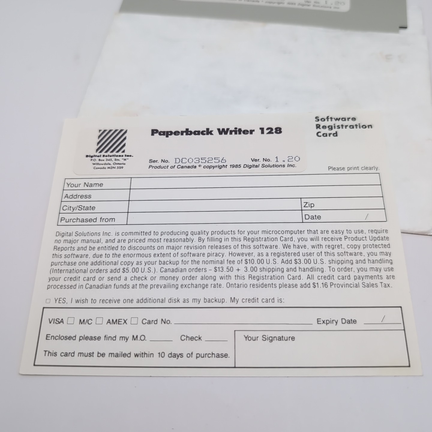 Commodore 128 Paperback Writer Vintage 1985 Software w/ Case & Manual VG