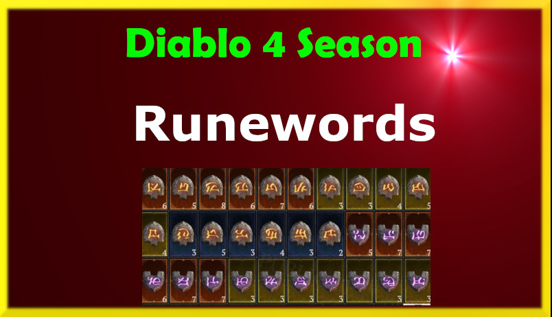 Diablo 4 Season 12 S12 Runewords Runes Runes BAC EOM OHM JAH D4 SC PS xBOX PC