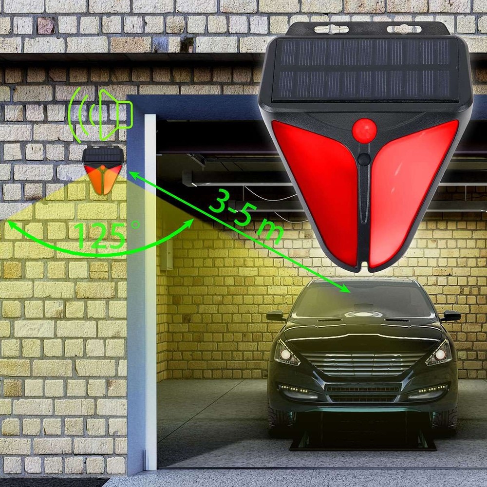 1/2PCS Solar Alarm LED Light with Strobe Light Motion Sensor Detector Wireless