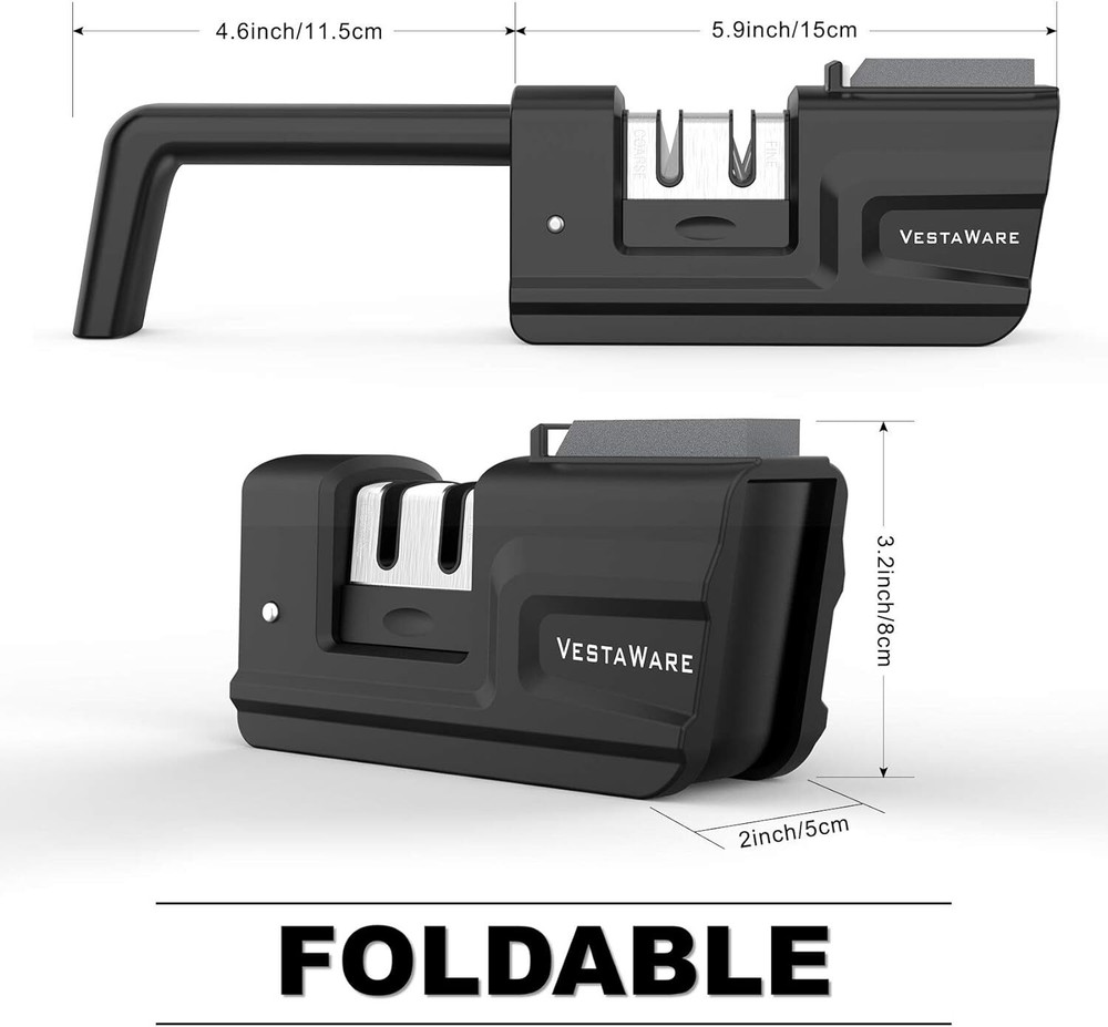 Kitchen Knife Sharpener - Vestaware Foldable 2-Stage Knife Sharpening Accessory